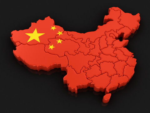 Fototapeta Map of China. Image with clipping path.