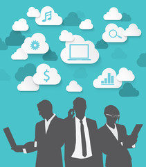 Silhouette people of Cloud concept.