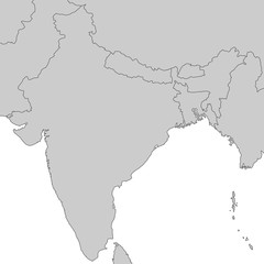 Indien - Karte in Grau