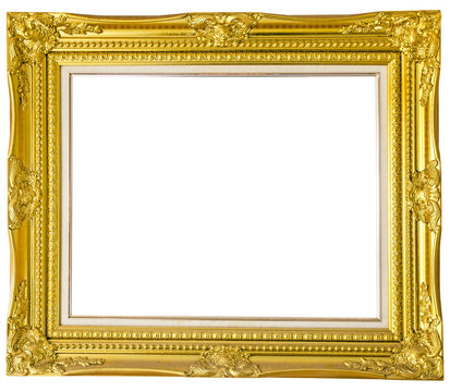Antique gold frame isolated over white background 