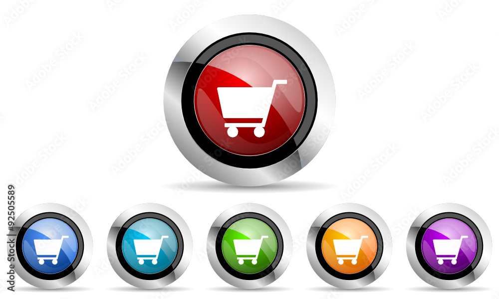 Poster cart vector icons set