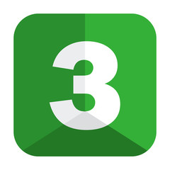 SQUARE VECTOR NUMBER ICON 3 (green)