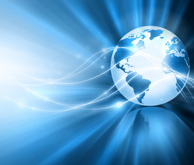 Best Internet Concept of global business. Globe, glowing lines