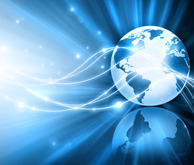 Best Internet Concept of global business. Globe, glowing lines