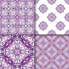 Set of patterns with decorative symmetric oriental ornaments