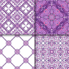 Set of patterns with decorative symmetric oriental ornaments