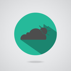 Abstract cloud icon. Teal button