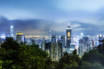 Naklejka premium panorama view of skyscrapers in a modern city