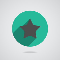 Star icon long shadow flat design illustration