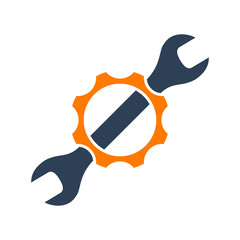Wrench and gear icon, logotype