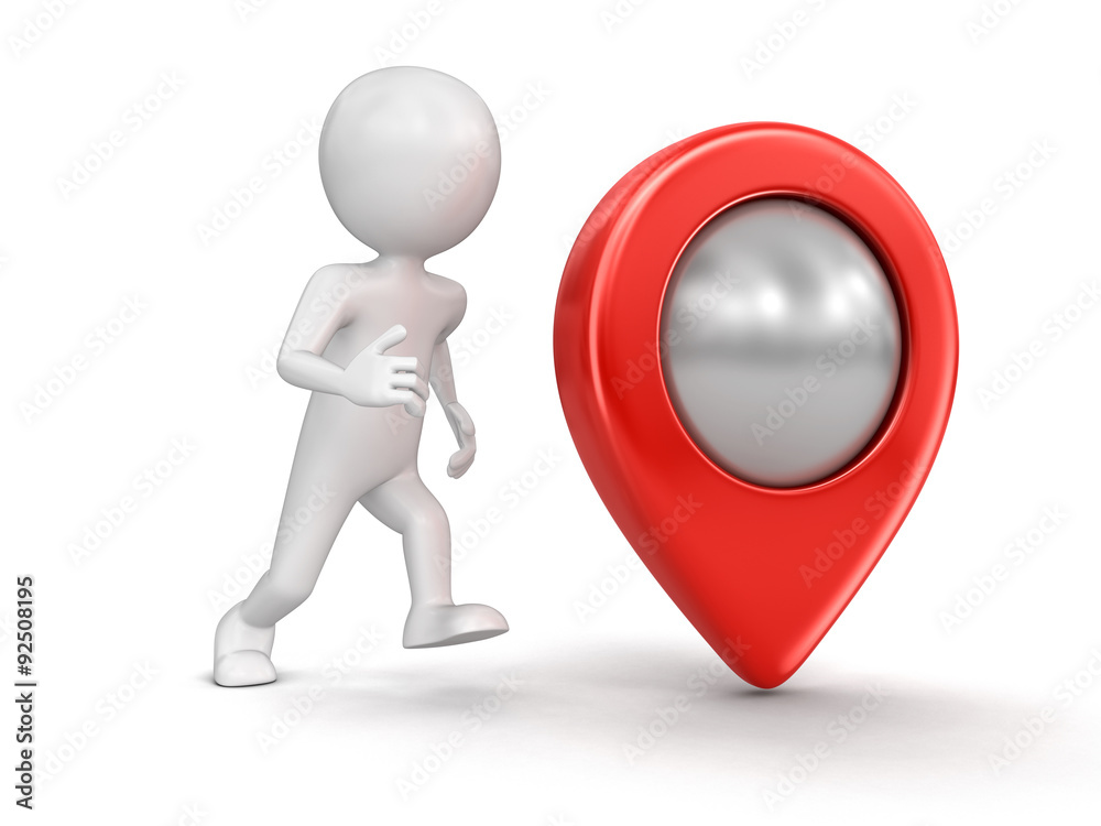 Poster man and pointer (clipping path included)