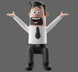 Obraz premium 3D funny cartoon character illustration office man in suit isolated