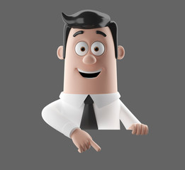 3D funny cartoon character illustration office man in suit isolated