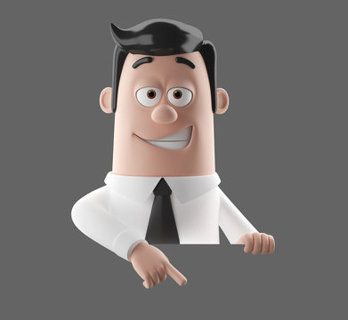 3D funny cartoon character illustration office man in suit isolated Stock  Illustration | Adobe Stock