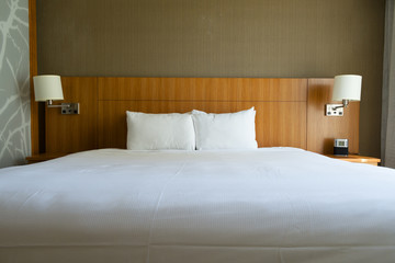 Bed in hotel.