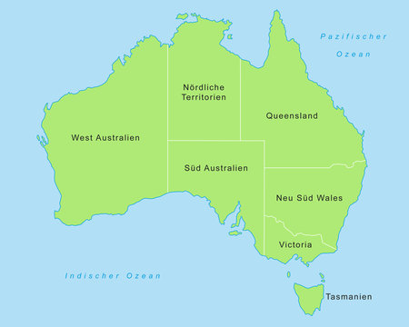 Australien - Karte in Grün