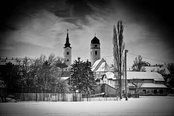 Krizevci winter black and white view