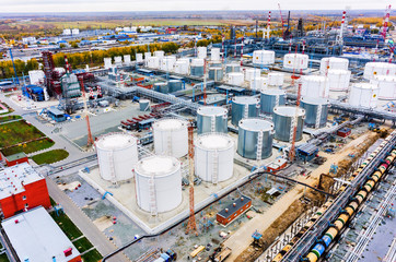 Aerial view on oil refinery plant. Tyumen. Russia