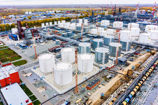 Aerial View On Oil Refinery Plant. Tyumen. Russia