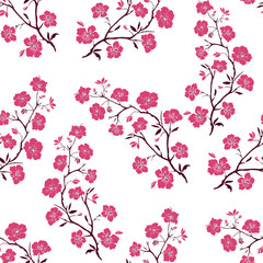 Twig cherry blossoms. Seamless