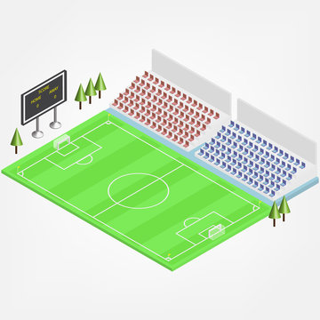 flat 3d isometric soccer/football stadium. vector