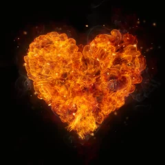 Photo sur Aluminium Flamme Feux chauds flammes en forme de coeur