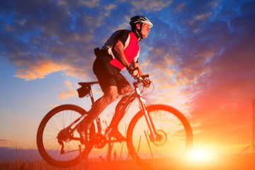 Naklejka na ściany i meble Mountain Bike cyclist riding outdoor