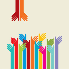 Colorful up hands logo, vector illustration