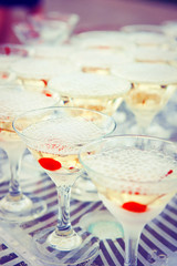 Glasses with cocktails drinks   at the Banquet