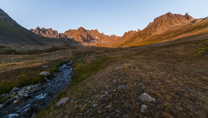 Colorful summer sunrise in the mountains