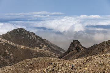 peaks of mountains above the clouds