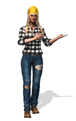 
construction worker woman with yellow helmet 