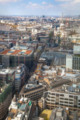 Fototapeta na wymiar LONDON, UK - SEPTEMBER 17, 2015: City of London aerial view, river Thames. London panorama form 32 floor of Walkie-Talkie building