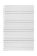 Lined paper isolated on white background