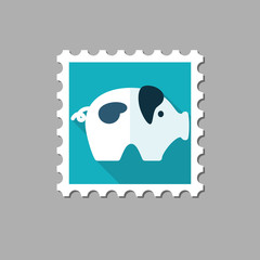 Pig flat stamp with long shadow