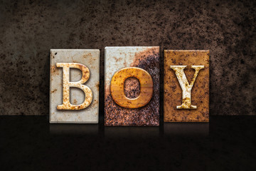 Boy Letterpress Concept on Dark Background