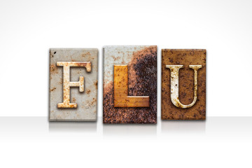 Flu Letterpress Concept Isolated on White