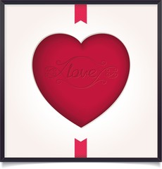 Heart in picture frame with tape. Symbol of love. vector eps8
