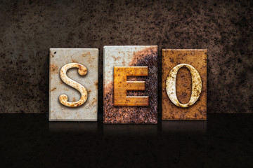 SEO Letterpress Concept on Dark Background