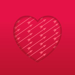 Beautiful red heart with arrow pattern. Vector background eps10