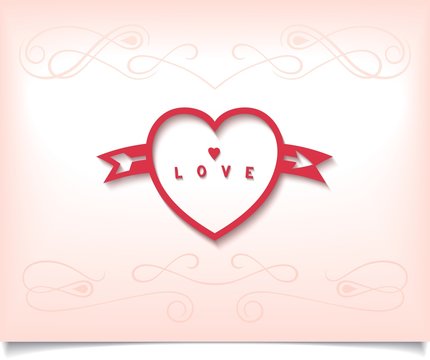 Love symbol heart with arrow on tender background. Vector eps10