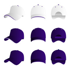 Violet baseball cap vector set