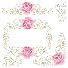 Set of floral design elements