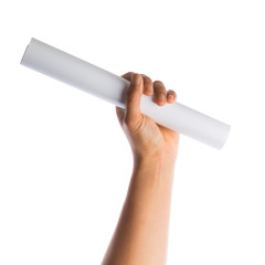 hand holding paper roll