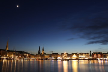 Fototapeta premium Hamburg bei Mondschein