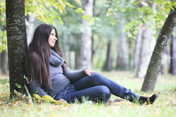 Beautiful brunette woman outdoors