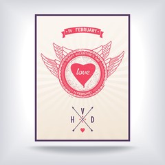 Stamp with heart and lettering for Valentine's Day. Vector press eps8