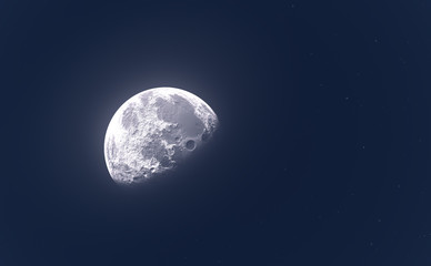 Fototapeta na wymiar Bright moon or planet and stars