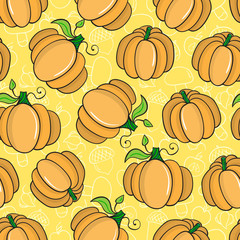 Seanless pattern with pumpkins. Vector illustration.