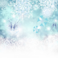 Merry Christmas: Background with stars and snowflakes :)